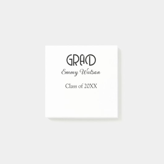 Grad bold letter graduation name class of 20XX sim Post-it Klebezettel (Vorderseite)