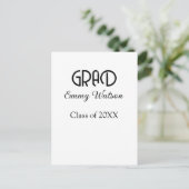 Grad bold letter graduation name class of 20XX sim Postkarte (Stehend Vorderseite)