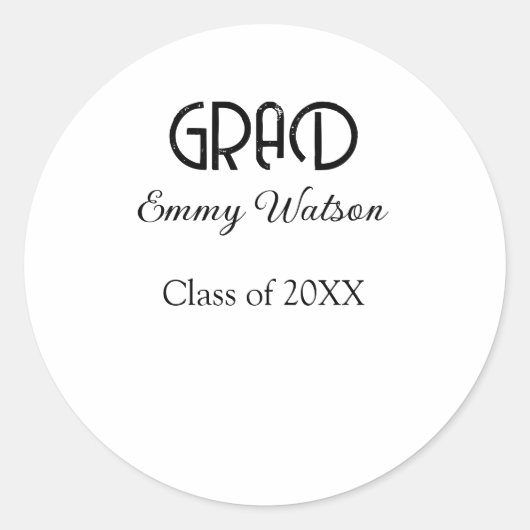 Grad bold letter graduation name class of 20XX sim Runder Aufkleber (Vorderseite)