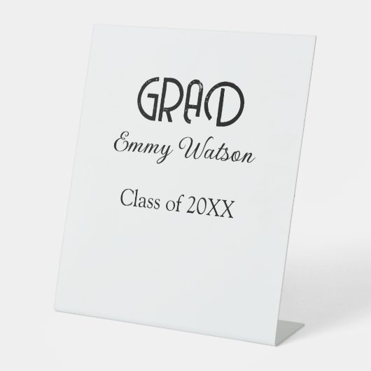 Grad bold letter graduation name class of 20XX sim Sockelschild (Vorderseite)