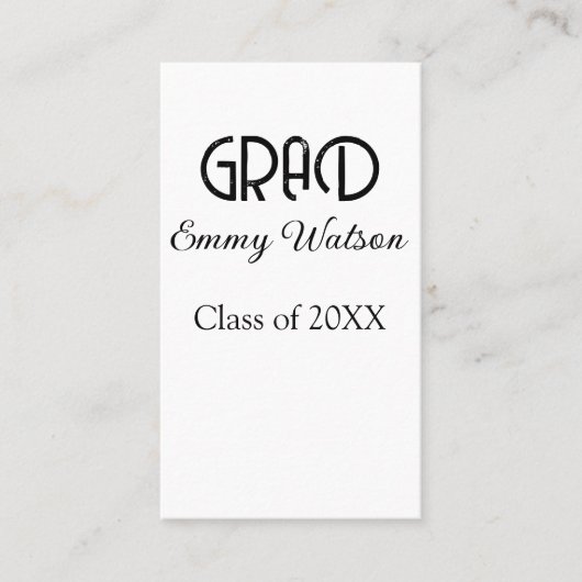 Grad bold letter graduation name class of 20XX sim Visitenkarte (Vorderseite)