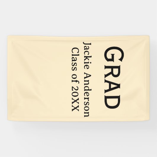 Grad bold letter name class of 20XX yellow pastel  Banner (Horizontal)