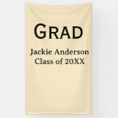 Grad bold letter name class of 20XX yellow pastel  Banner (Vertikal)