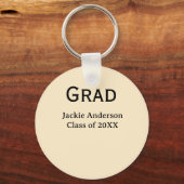 Grad bold letter name class of 20XX yellow pastel  Schlüsselanhänger (Rückseite)