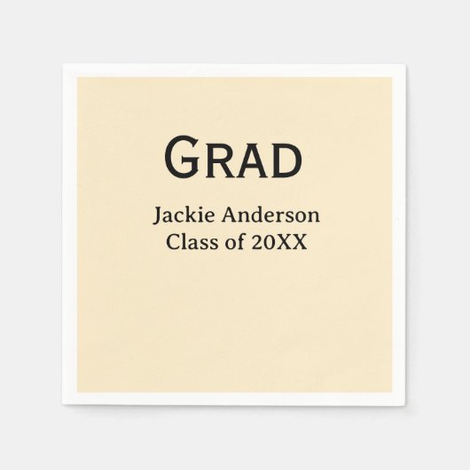 Grad bold letter name class of 20XX yellow pastel  Serviette (Vorderseite)