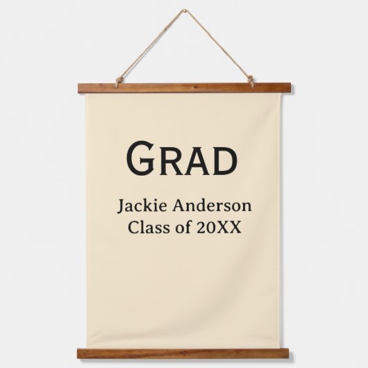 Grad bold letter name class of 20XX yellow pastel  Wandteppich Mit Holzrahmen (Vorderseite)