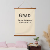 Grad bold letter name class of 20XX yellow pastel  Wandteppich Mit Holzrahmen (Schlafzimmer)
