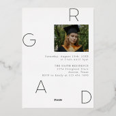 GRAD-Buchstaben in Folie mit scharfer Kante Folieneinladung (Rückseite)