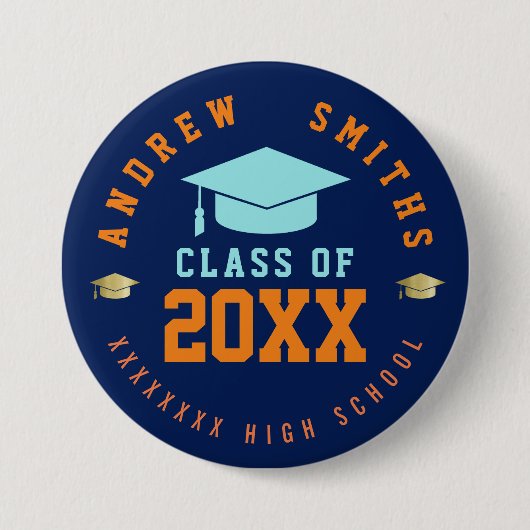 Grad Button mit Name und Klasse Jahr (Vorderseite)