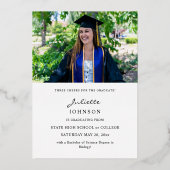 Grad Calligraphy 2v Foto Foil Abschluss Announce Folieneinladung (Rückseite)