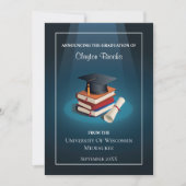 Grad Cap and Books Abschluss Ankündigung (Vorderseite)
