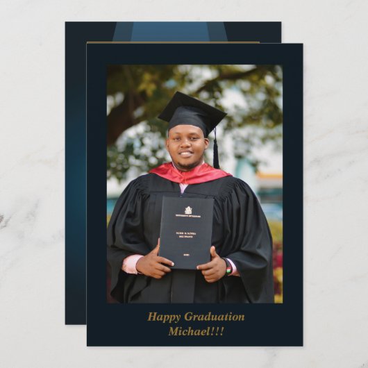 Grad Cap and Books Abschluss Ankündigung (Vorne/Hinten)