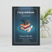 Grad Cap and Diploma Graduation Party Einladung (Stehend Vorderseite)