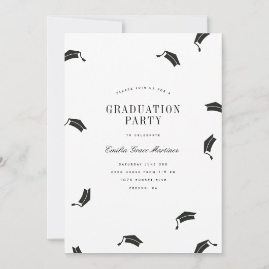 Grad Cap Arch Foto Eleganter Script Abschluss Ankündigung (Rückseite)