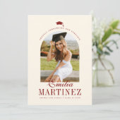 Grad Cap Arch Foto Elegantes Script Red Abschluss Ankündigung (Stehend Vorderseite)