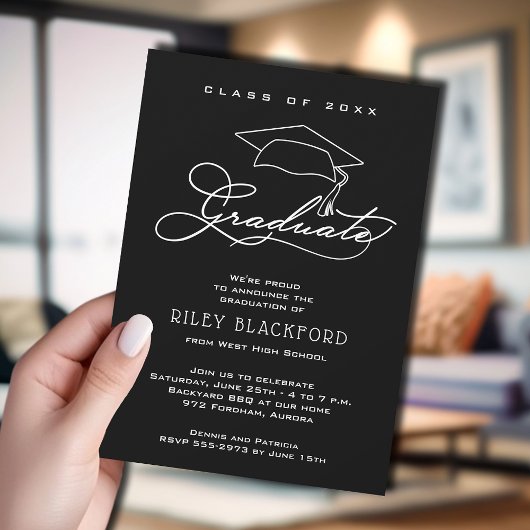 Grad Cap Black Abschluss Ankündigung