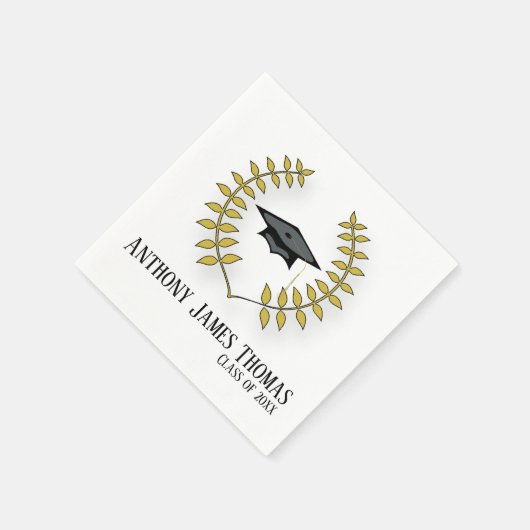 Grad Cap & Blätter Standard Cocktail Papier Napkin Serviette (Ecke)