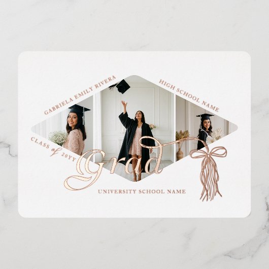 Grad Cap Bow & Tassel Ankündigung von Fotokollagen (Vorderseite)