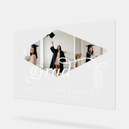 Grad Cap Bow & Tassel Foto Collage Abschluss Acrylschild (Winkel)