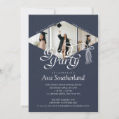 Grad Cap Bow Tassel Foto Collage Graduation Party Einladung (Vorderseite)