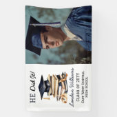Grad Cap | Bücher Abschluss Foto, das er getan hat Banner (Vertikal)