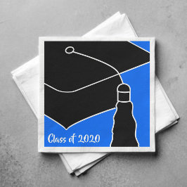 Grad Cap Class Jahr Blau und Schwarz Serviette