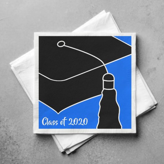 Grad Cap Class Jahr Blau und Schwarz Serviette