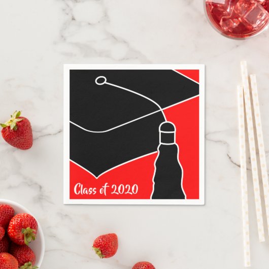 Grad Cap Class Jahr Rot und Schwarz Serviette (Beispiel)
