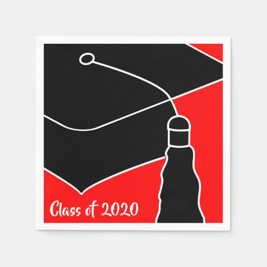 Grad Cap Class Jahr Rot und Schwarz Serviette (Vorderseite)