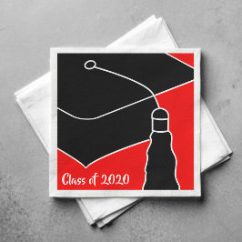 Grad Cap Class Jahr Rot und Schwarz Serviette