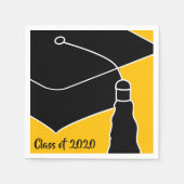 Grad Cap Class Jahr Schwarz und Gold Serviette (Vorderseite)