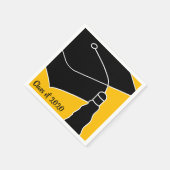 Grad Cap Class Jahr Schwarz und Gold Serviette (Ecke)