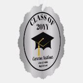 Grad Cap Class Silver Name Abschluss Ornament Karte (Rechts)