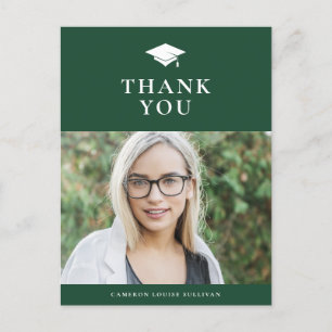 Grad Cap Classic Green Abschluss Vielen Dank Postkarte