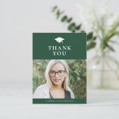 Grad Cap Classic Green Abschluss Vielen Dank Postkarte (Stehend Vorderseite)