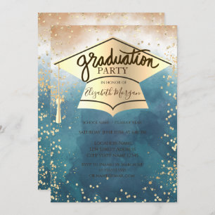 Grad Cap, Diamonds Paint Splash Abschluss Einladung