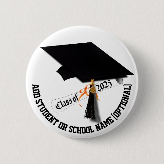 Grad-Cap-Diplom-Klasse 2025 Abschluss Button (Vorderseite)