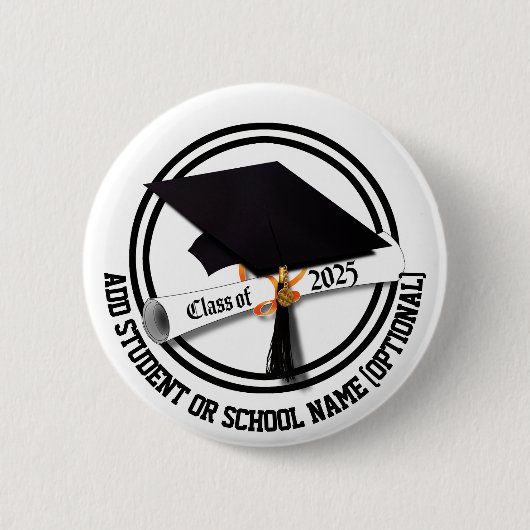Grad-Cap-Diplom-Klasse 2025 Abschluss Button (Vorderseite)