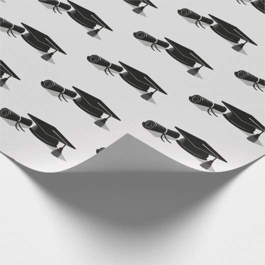 Grad-Cap-Diplom (Schwarz) Abschluss Geschenkpapier (Ecke)