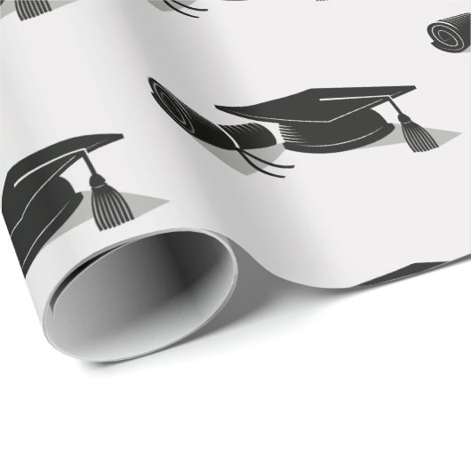 Grad-Cap-Diplom (Schwarz) Abschluss Geschenkpapier (Rolleneckpunkt)