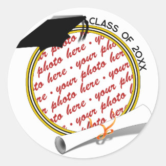 Grad Cap Diploma Foto Abschluss Runder Aufkleber