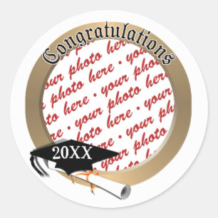 Grad Cap Diploma Foto Abschluss Runder Aufkleber