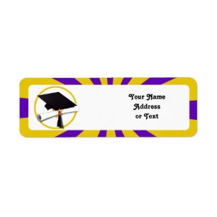Grad Cap & Diploma - Lila und goldene Schulfarben