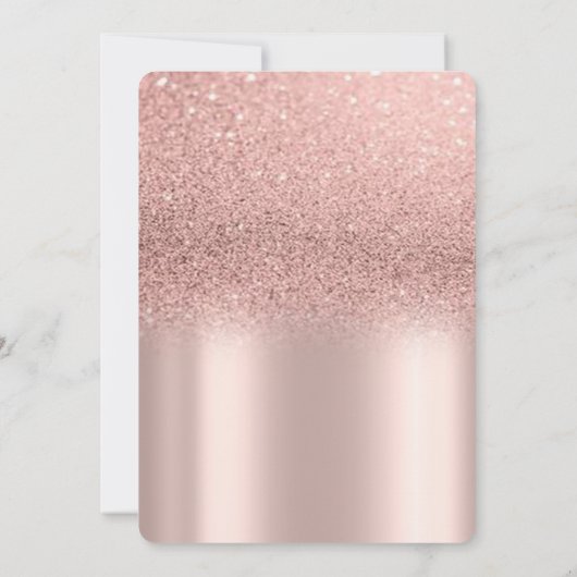 Grad Cap Diploma Rose Gold Glitzer Abschluss Einladung (Rückseite)