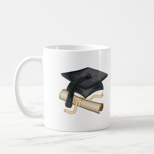 Grad-Cap-Diploma-Tasse Kaffeetasse (Links)