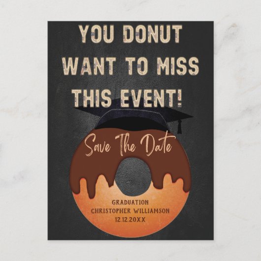 Grad Cap Donut Abschluss Save the Date Postkarte (Vorderseite)