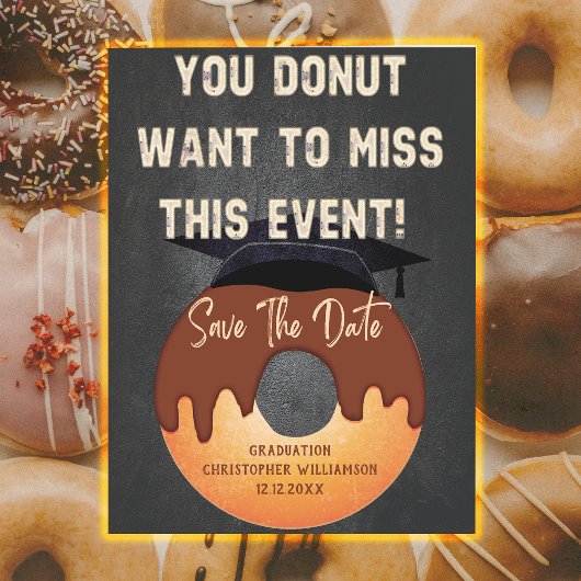 Grad Cap Donut Abschluss Save the Date Postkarte