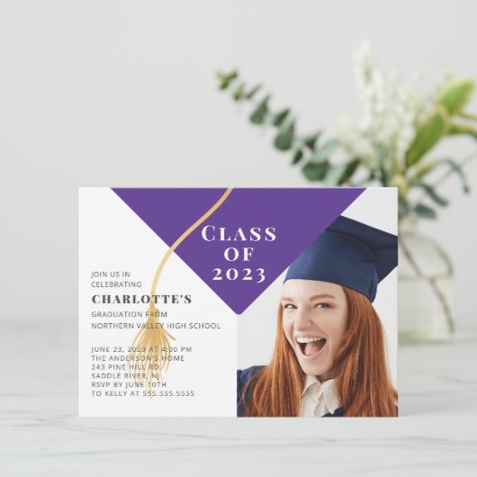 Grad Cap Foto Abschluss Einladung (Stehend Vorderseite)