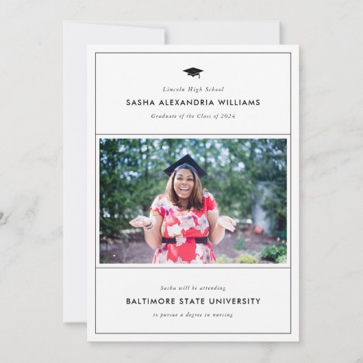 Grad Cap Foto Combo Ankündigung und Einladung (Vorderseite)