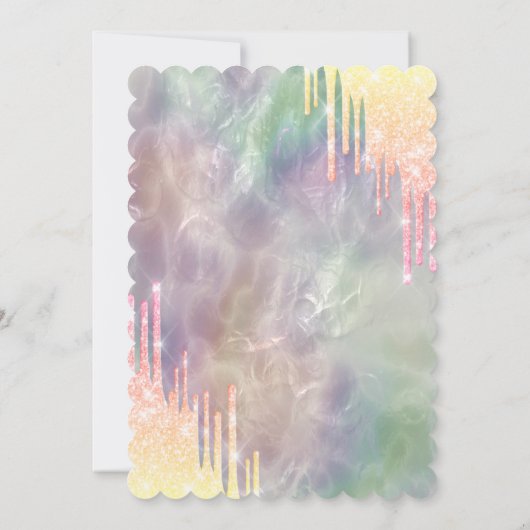 Grad Cap Glitzer Tropfen, Holografischer Abschluss Einladung (Rückseite)